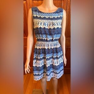 Speed Control Womens Size Medium Mini Dress W Zipper Pockets Blue & White